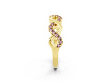Yellow gold Twist Infinity Round Morganite Band with Pavé Setting_8