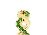 Yellow gold Twist Infinity Round Peridot Band with Pavé Setting_11
