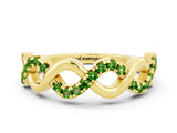 Yellow gold Twist Infinity Round Peridot Band with Pavé Setting_6