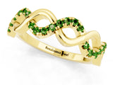 Yellow gold Twist Infinity Round Peridot Band with Pavé Setting_7