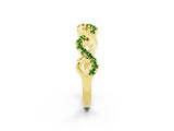 Yellow gold Twist Infinity Round Peridot Band with Pavé Setting_8