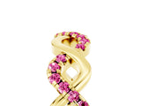 Yellow gold Twist Infinity Round Pink Sapphire Band with Pavé Setting_11