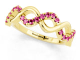 Yellow gold Twist Infinity Round Pink Sapphire Band with Pavé Setting_7