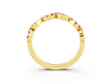 Yellow gold Twist Infinity Round Pink Sapphire Band with Pavé Setting_9
