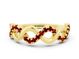 Yellow gold Twist Infinity Round Ruby Band with Pavé Setting_6