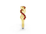 Yellow gold Twist Infinity Round Ruby Band with Pavé Setting_8