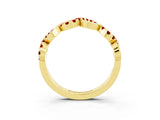 Yellow gold Twist Infinity Round Ruby Band with Pavé Setting_9