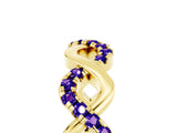 Yellow gold Twist Infinity Round Tanzanite Band with Pavé Setting_11