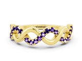 Yellow gold Twist Infinity Round Tanzanite Band with Pavé Setting_6