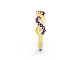 Yellow gold Twist Infinity Round Tanzanite Band with Pavé Setting_8