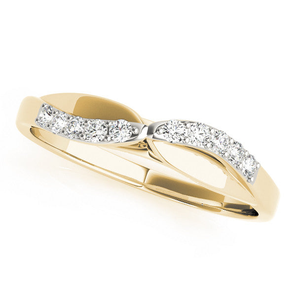 Yellow gold Twist Pave Round Diamond Infinity Band with Channel Setting