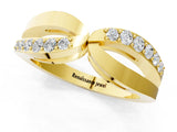 Yellow gold Twist Pave Round Diamond Infinity Band with Channel Setting_5