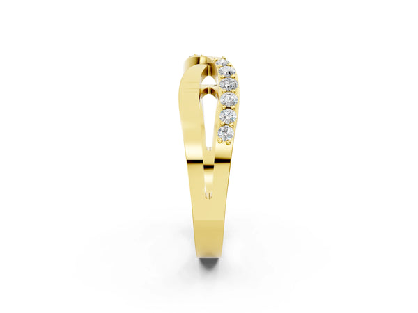 Yellow gold Twist Pave Round Diamond Infinity Band with Channel Setting