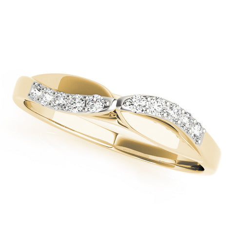 Yellow gold Twist Pave Round Diamond Infinity Band with Channel Setting