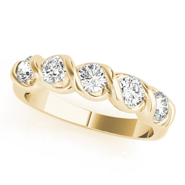 Yellow gold Twist Prong Round Diamond Eternity Band