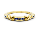 Yellow gold Twisted Blue Sapphire Marquise Pavé Band with Shared Prong Setting_6