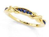 Yellow gold Twisted Blue Sapphire Marquise Pavé Band with Shared Prong Setting_7