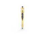 Yellow gold Twisted Blue Sapphire Marquise Pavé Band with Shared Prong Setting_8