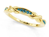 Yellow gold Twisted Blue Topaz Marquise Pavé Band with Shared Prong Setting_7