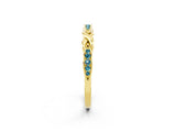 Yellow gold Twisted Blue Topaz Marquise Pavé Band with Shared Prong Setting_8