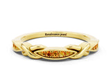 Yellow gold Twisted Citrine Marquise Pavé Band with Shared Prong Setting_6