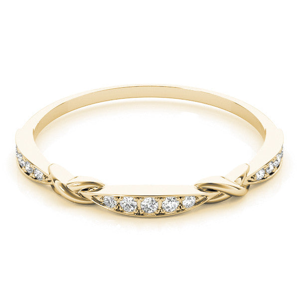 10K Yellow Gold Twisted Diamond Marquise Pavé Band with Shared Prong Setting