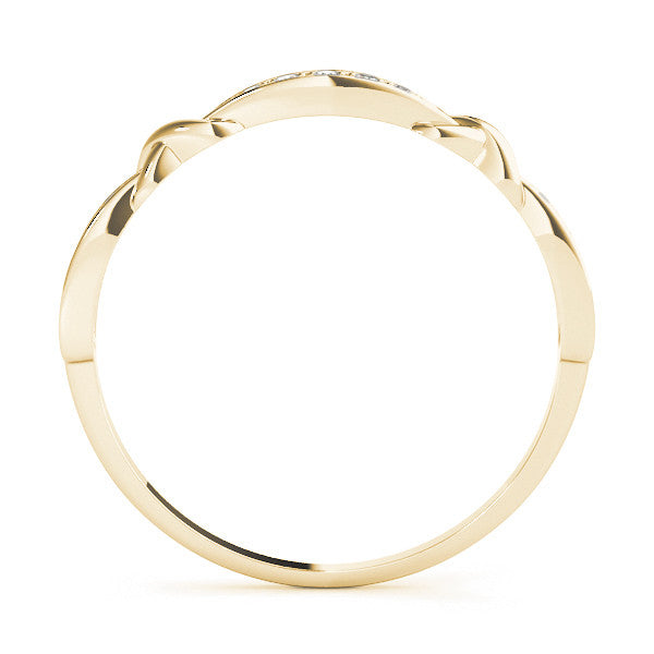10K Yellow Gold Twisted Diamond Marquise Pavé Band with Shared Prong Setting