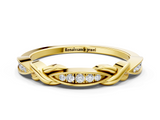 Yellow gold Twisted Diamond Marquise Pavé Band with Shared Prong Setting_87