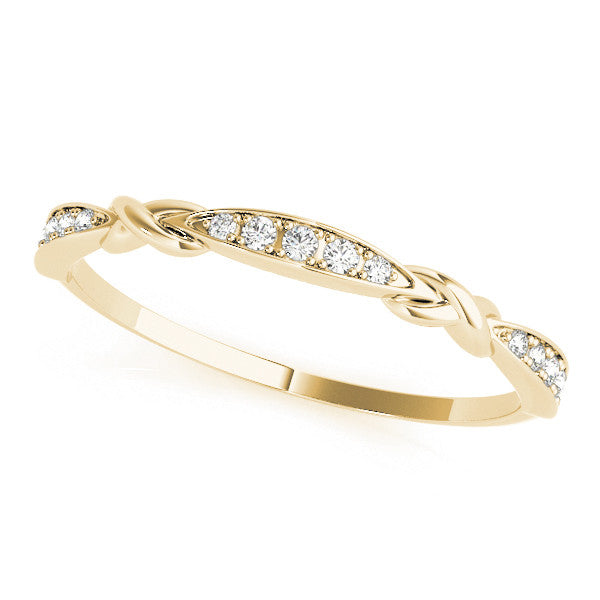 10K Yellow Gold Twisted Diamond Marquise Pavé Band with Shared Prong Setting