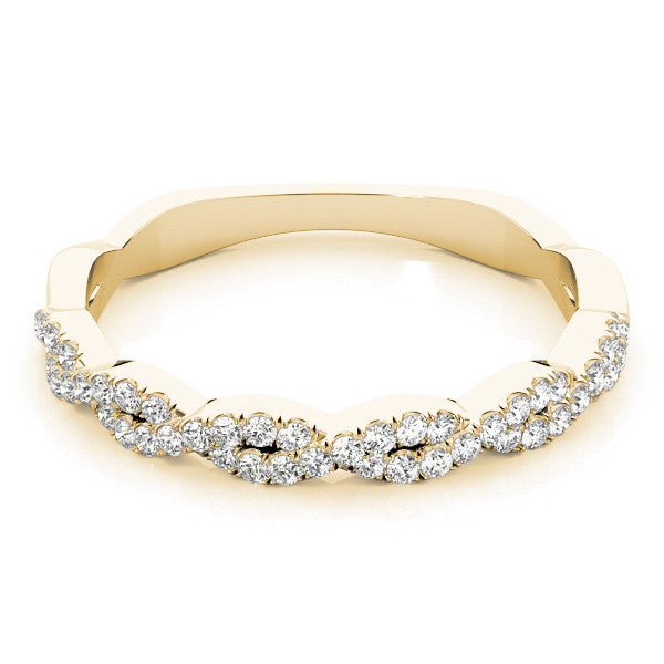 Yellow gold Twisted Diamond Pavé Round Eternity Band with Shared Prong Setting 1