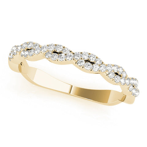 Yellow gold Twisted Diamond Pavé Round Eternity Band with Shared Prong Setting