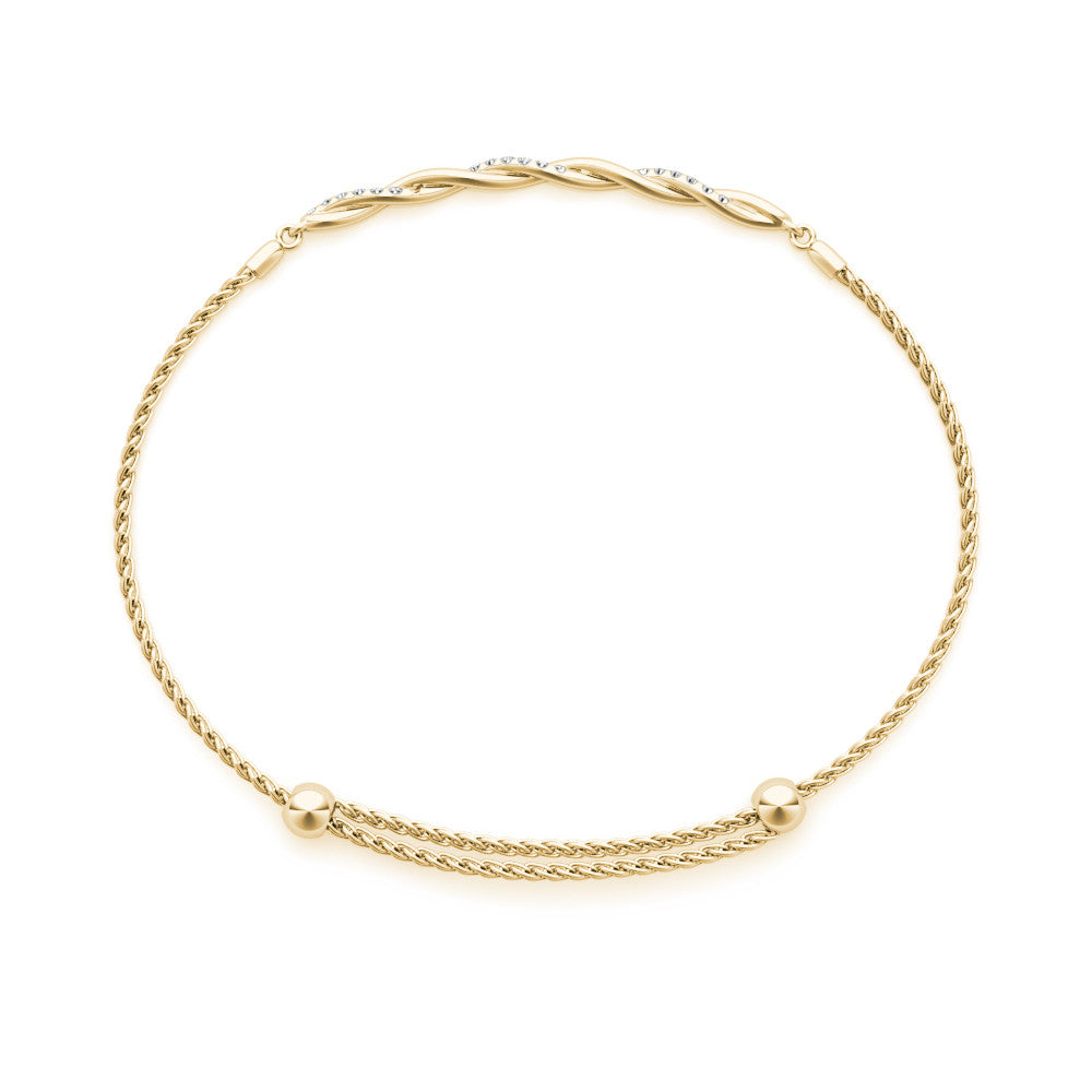 Yellow gold Twisted Diamond Round-Cut Cable Chain Bracelet with Bezel Setting 2