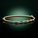 Yellow gold Twisted Diamond Round-Cut Cable Chain Bracelet with Bezel Setting_12