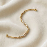 Yellow gold Twisted Diamond Round-Cut Cable Chain Bracelet with Bezel Setting_13