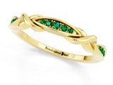 Yellow gold Twisted Emerald Marquise Pavé Band with Shared Prong Setting_7