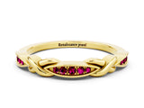 Yellow gold Twisted Garnet Marquise Pavé Band with Shared Prong Setting_6