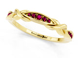 Yellow gold Twisted Garnet Marquise Pavé Band with Shared Prong Setting_7