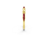 Yellow gold Twisted Garnet Marquise Pavé Band with Shared Prong Setting_8