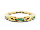 Yellow gold Twisted Green Sapphire Marquise Pavé Band with Shared Prong Setting_6