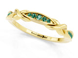 Yellow gold Twisted Green Sapphire Marquise Pavé Band with Shared Prong Setting_7