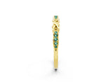 Yellow gold Twisted Green Sapphire Marquise Pavé Band with Shared Prong Setting_8