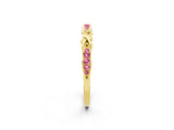 Yellow gold Twisted Marquise Pink Sapphire Pavé Band with Shared Prong Setting_20
