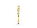 Yellow gold Twisted Moissanite Marquise Pavé Band with Shared Prong Setting_8