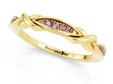 Yellow gold Twisted Morganite Marquise Pavé Band with Shared Prong Setting_7