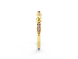 Yellow gold Twisted Morganite Marquise Pavé Band with Shared Prong Setting_8