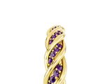Yellow gold Twisted Pavé Round Amethyst Eternity Band with Shared Prong Setting_11