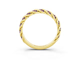 Yellow gold Twisted Pavé Round Amethyst Eternity Band with Shared Prong Setting_9