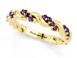Yellow gold Twisted Pavé Round Amethyst Eternity Band_7