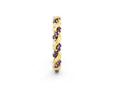 Yellow gold Twisted Pavé Round Amethyst Eternity Band_8