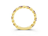 Yellow gold Twisted Pavé Round Amethyst Eternity Band_9